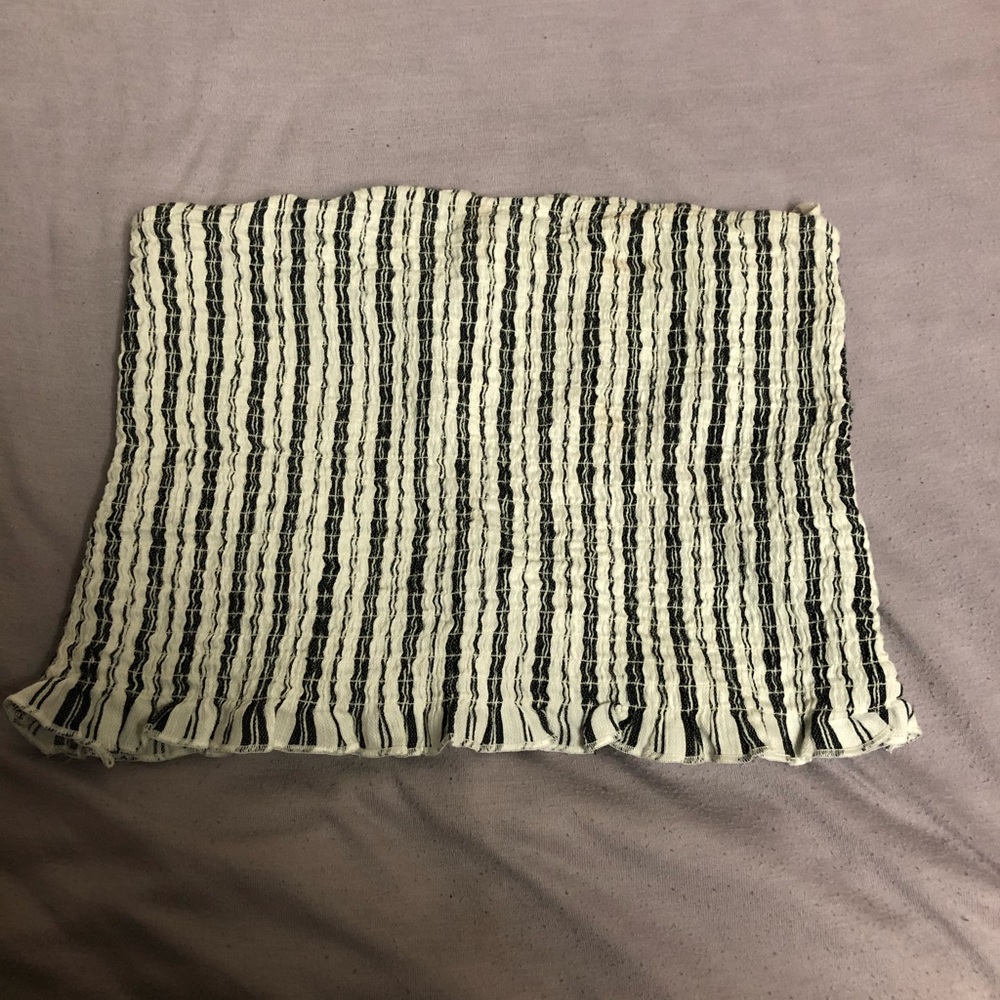 grey&white striped cropped tube top from garage!